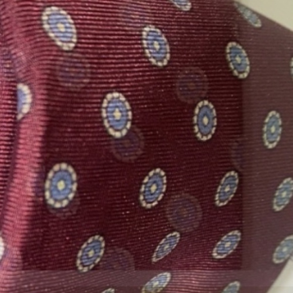 Christian Dior All Silk Maroon/Printed Printed Tie - Picture 4 of 6